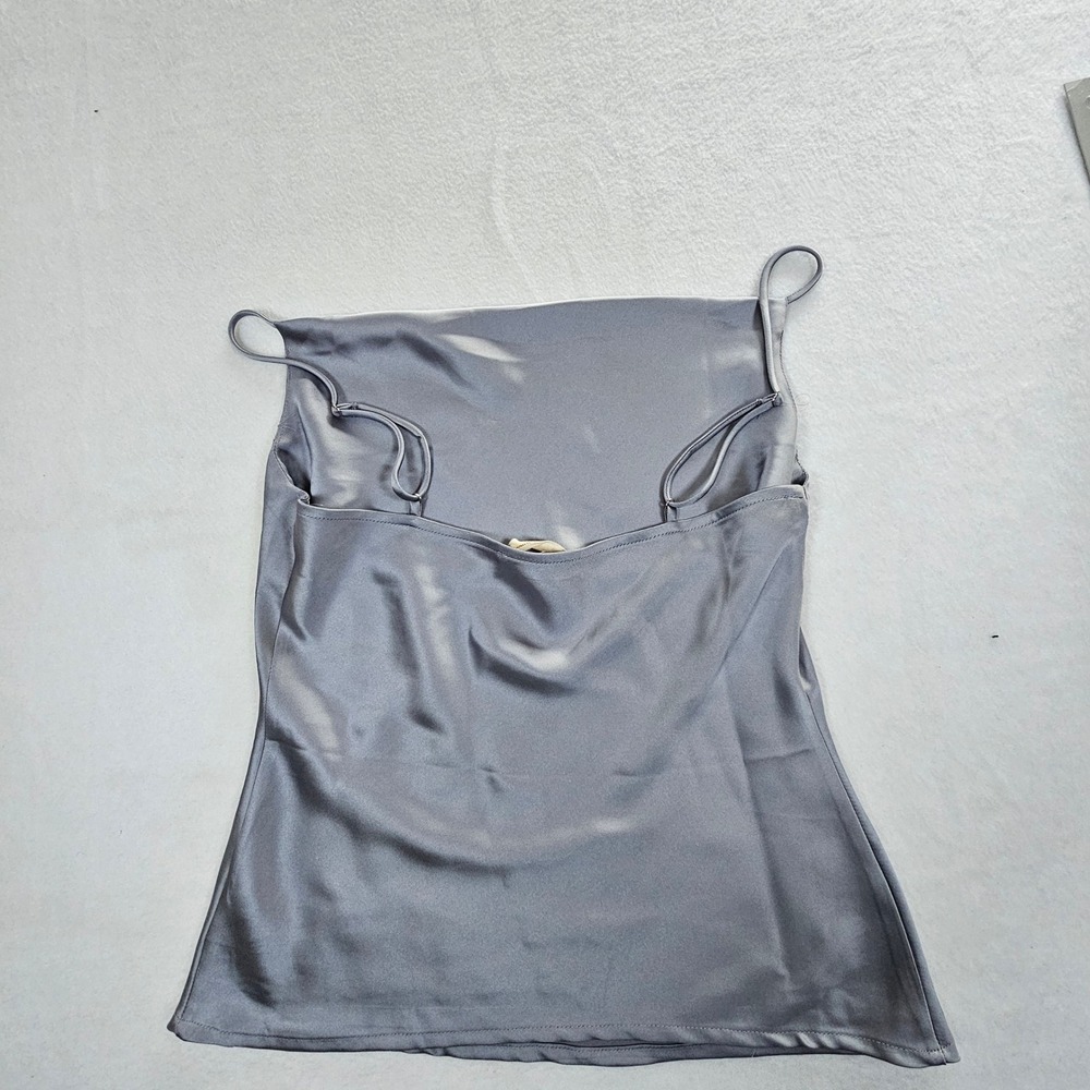 Altar'd State Womens Satin Cami Top Grey Blue SPaghetti Adjustable Straps Small - Picture 6 of 8